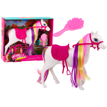 Figurka Konia Biały Koń Do Czesania Siodło Stajnia Farma Cute Horse