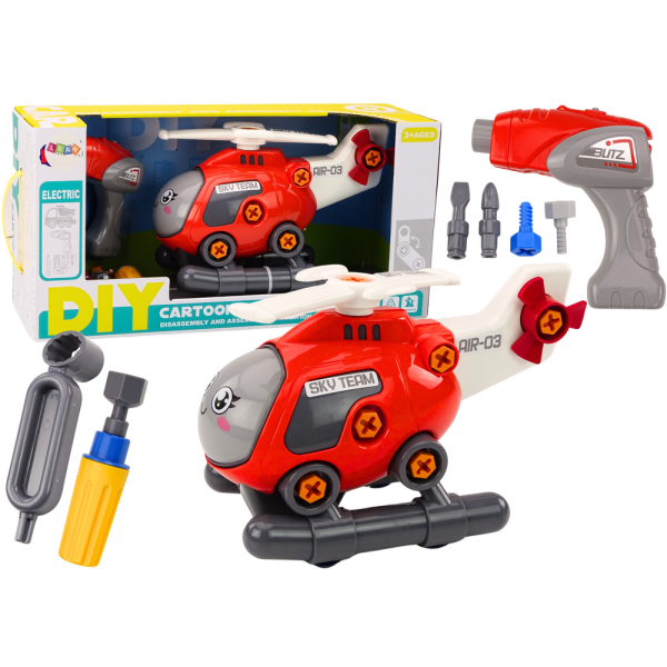 Helikopter Kreskówkowy Do Skręcania DIY Czerwony