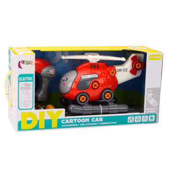 Helikopter Kreskówkowy Do Skręcania DIY Czerwony