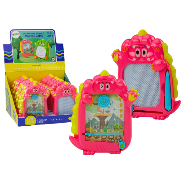 Tablica Do Rysowania Gra Kieszonkowa 2w1 Dinozaur Różowy