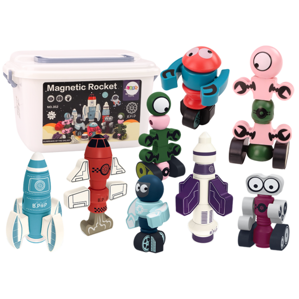 Klocki Magnetyczne Kosmos Rakieta Zestaw 56 ele. Magnetic Rocket Mix