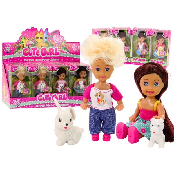 Mini Laleczka Długie Włosy Ubranko Kolorowe Zwierzątko