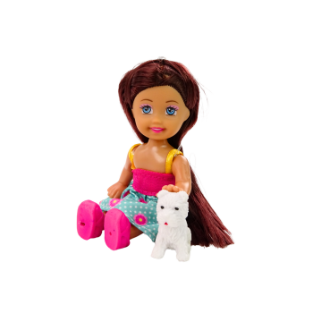 Mini Laleczka Długie Włosy Ubranko Kolorowe Zwierzątko