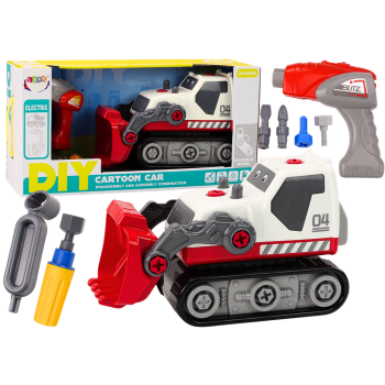 Koparka Gąsienicowa Kreskówkowa Do Skręcania DIY Biała