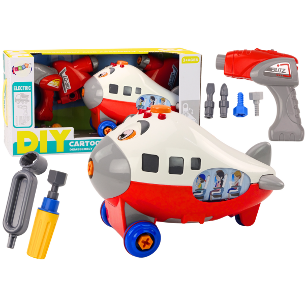 Samolot Kreskówkowy Do Skręcania Skrzydła DIY Czerwony