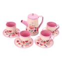 Zestaw Do Kawy Herbaty Filiżanki Czajnik Taca Różowy Kawiarnia 12 ele.