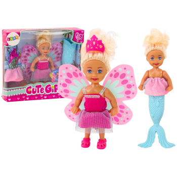 Mini Laleczka 2w1 Syrenka Wróżka Ogon Skrzydła