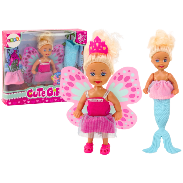 Mini Laleczka 2w1 Syrenka Wróżka Ogon Skrzydła