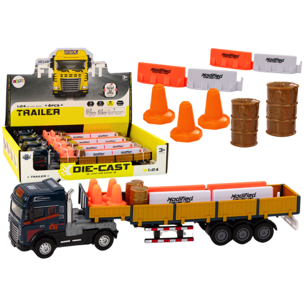 Ciężarówka Z Przyczepą Niebieska 1:24 TIR Auto Ciężarowe Akcesoria Dźwięki