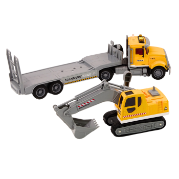 Ciężarówka Lora Koparka Gąsienicowa Światłą Dźwięki Napęd Żółty