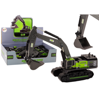 Koparka Gąsienicowa Metalowa Łyżka 1:55 Czarno-Zielona