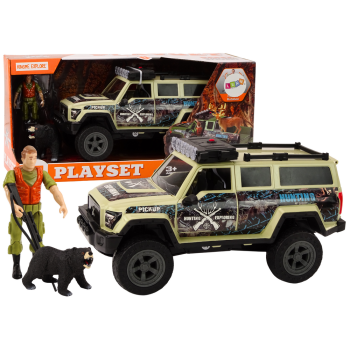 Terenowy Samochód Myśliwski Myśliwy Niedźwiedź Światła Dźwięki Beżowy