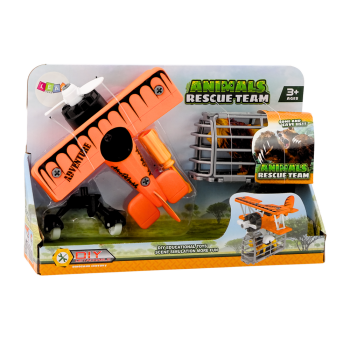 Samolot Awionetka Transport Zwierząt Klatka Lew Rozkręcany Pomarańczowy