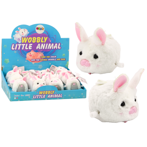 Nakręcany Zajączek Jeżdżący Zabawka Ozdoba Biały