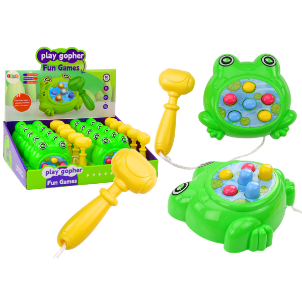 Mini Gra Wac A Mole Żabka Młotek Na Sznurku Zielona