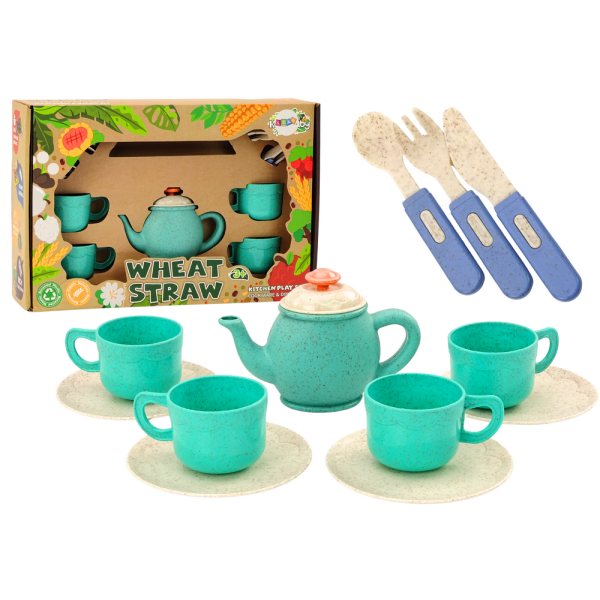 Zestaw Naczyń Filiżanki Talerzyki Sztućce Imbryk 22 El