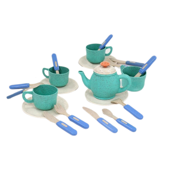 Zestaw Naczyń Filiżanki Talerzyki Sztućce Imbryk 22 El