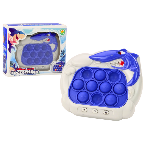 Gra Sensoryczna Konsola Pop-It Rekin Światła Dźwięki Niebieska