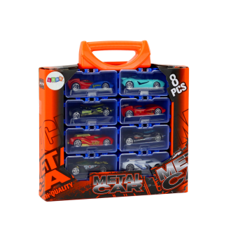 Zestaw Autek Resoraków W Walizce Metalowe 8 Sztuk