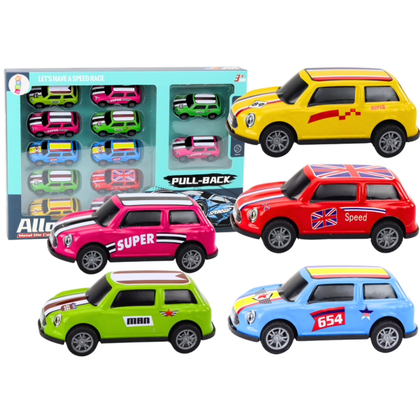 Zestaw Autek Resoraków Napęd Kolorowe 12 Sztuk