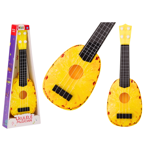 Ukulele Dla Dzieci Mini Gitara 4 Struny Motyw Ananasa Gitarka Żółta 15″