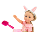 Lalka Różowa Sukienka Długie Włosy Opaska Szczotka 38cm