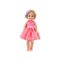 Lalka Długie Włosy Różowa Sukienka Spinka Szczotka 38cm