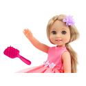 Lalka Długie Włosy Różowa Sukienka Spinka Szczotka 38cm