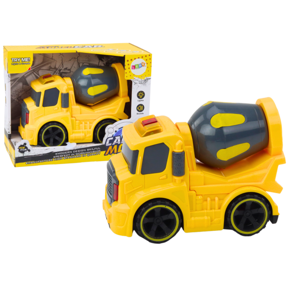 Autko Betoniarka Obracana Napęd Światła Dźwięki Żółta