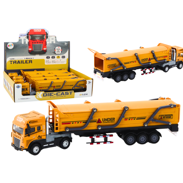 Ciężarówka Z Przyczepą TIR Pojazd Transportowy 1:24  Dźwięki Światła Żółta