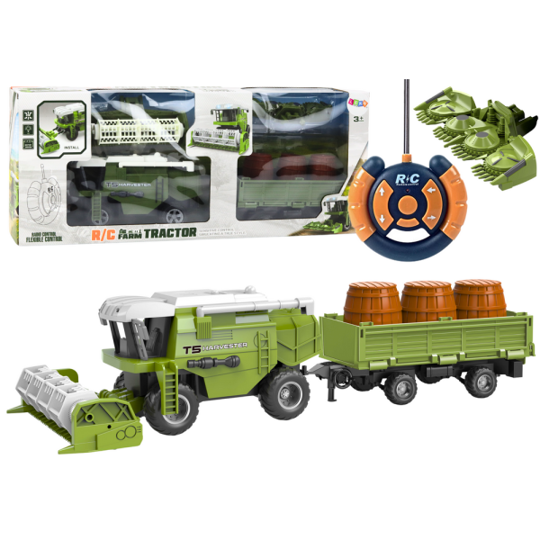 Kombajn Maszyna Rolnicza Zbożowa RC Zdalnie Sterowana Przyczepa Zielona