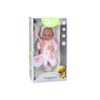 Lalka Bobas Ze Smoczkiem Body Jednorożec Różowy Kocyk Akcesoria 35 cm