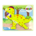 Drewniane Puzzle Dinozaur Stegosaurus Żółty Oviraptor Żółty