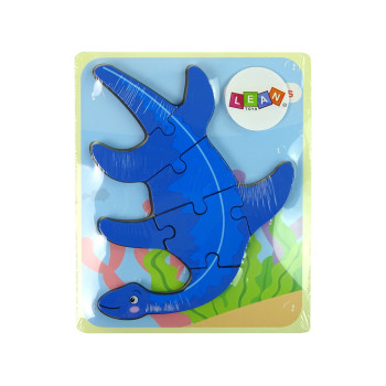 Drewniane Puzzle Dinozaur Pterodaktyl Różowy Pliosaurs Niebieski