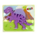 Drewniane Puzzle Dinozaur Corythosaurus Różowy Spinosaurus Fioletowy
