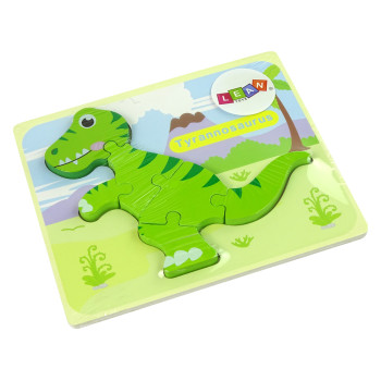 Drewniane Puzzle Dinozaur Isanosaurus Tyranosaurus Zielony