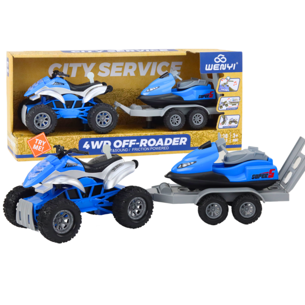 Quad z Przyczepą do przewozu Łodzi oraz Skuterem Wodnym