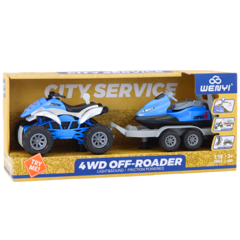 Quad z Przyczepą do przewozu Łodzi oraz Skuterem Wodnym