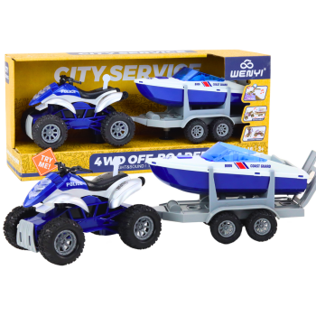 Quad Policyjny z Przyczepą do przewozu Łodzi oraz Motorówką