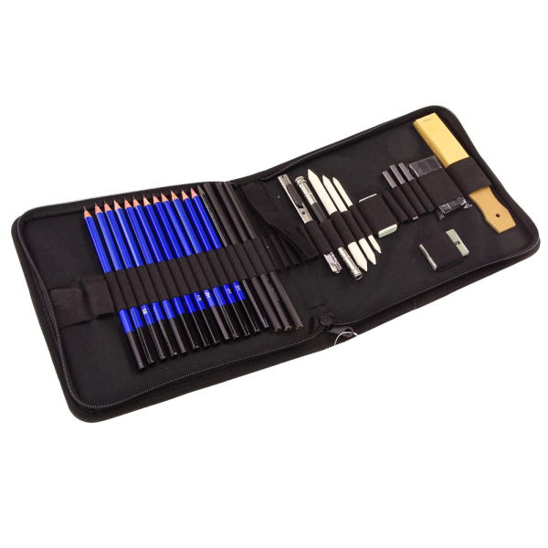 Zestaw Artystyczny Do Szkicowania Ołówki Akcesoria 32 El