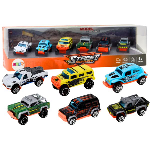 Zestaw Metalowych Autek Terenowych 1:64 6 sztuk