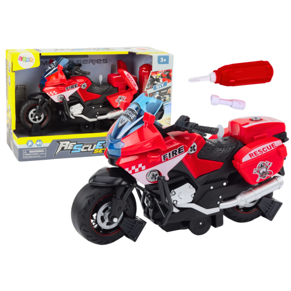 Motocykl Do Skręcania Ratunkowy DIY Światła Dźwięki Czerwony