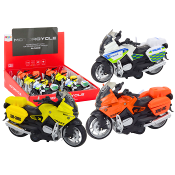 Motocykl Sportowy z Napędem Frykcyjnym 3 Wzory Żółty Pomarańczowy Biały