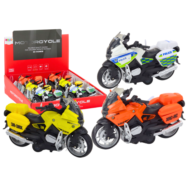 Motocykl Sportowy z Napędem Frykcyjnym 3 Wzory Żółty Pomarańczowy Biały