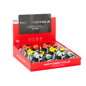 Motocykl Sportowy z Napędem Frykcyjnym 3 Wzory Żółty Pomarańczowy Biały