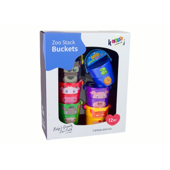 Zestaw Kolorowe Wiaderka ze Zwierzątkami Piramidka