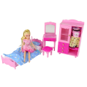 Lalka Meble Zestaw Łóżko Szafa Toaletka