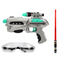 Zestaw Kosmiczny Miecz Świetlny Pistolet Okulary Ochronne