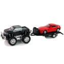Zestaw Pojazdów Czarny Monster Truck Białe  Laweta 58 cm
