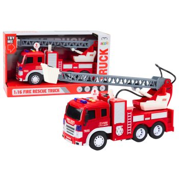 Wóz Strażacki Z Wysięgnikiem 1:16 Światła Dźwięki Woda Napęd Czerwony